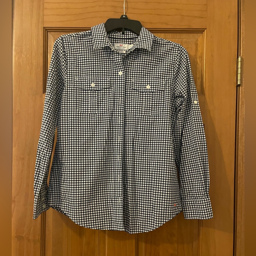 VV relaxed fit button down navy & white size 0